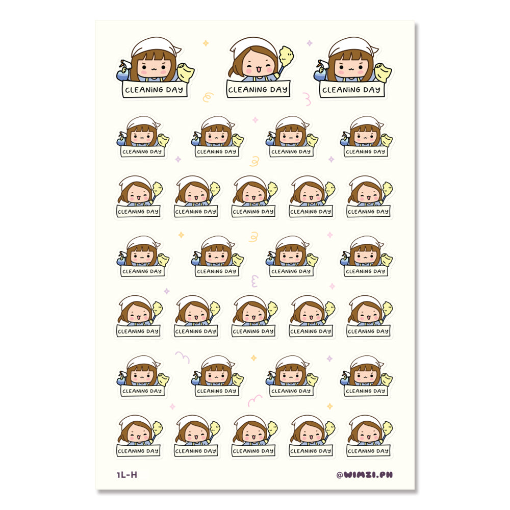 Kawaii Cleaning Day Planner Stickers