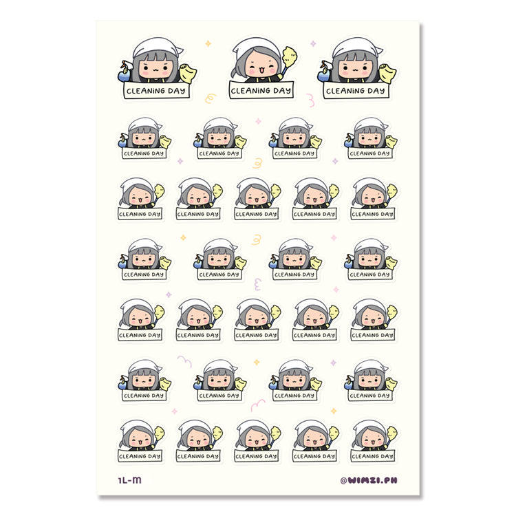 Kawaii Cleaning Day Planner Stickers