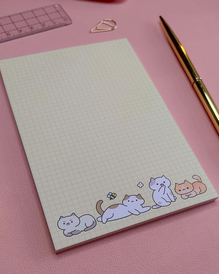 Chill Cats Kawaii Cute Notepad, Memopad